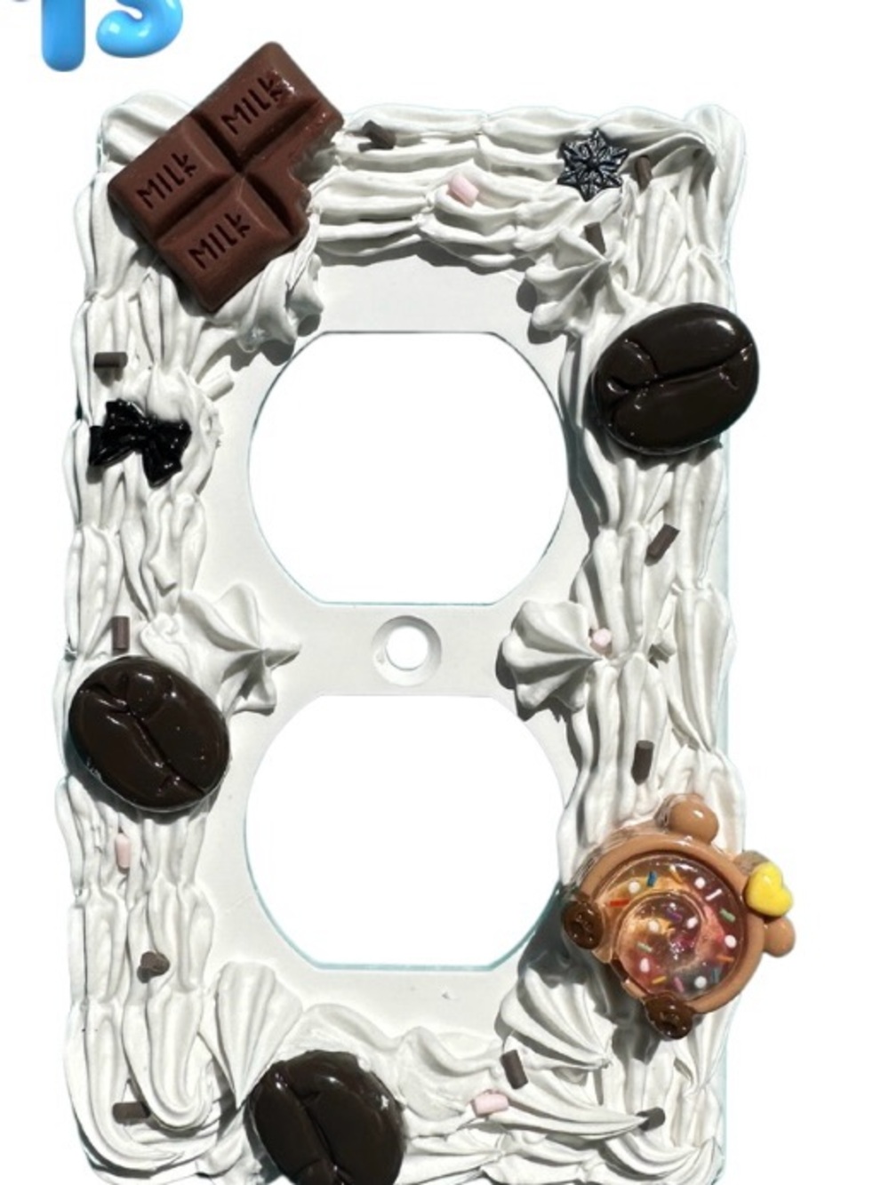 Decorative White Dessert-Themed Double Outlet Cover Plate